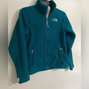 North Face Teal Fleece Zip Up Jacket Size Small